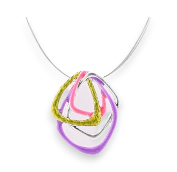 Collier pendentif géométrique multicolore Ikita