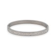 Bracelet jonc fin argenté bande de strass