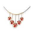 Collier doré pendentif floral Ikita rouge