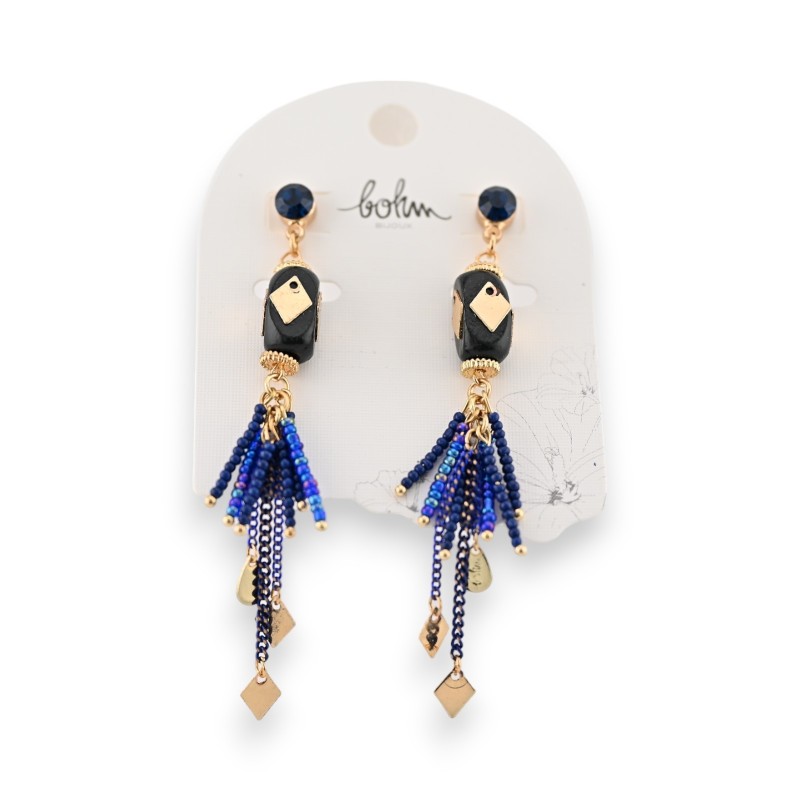 Boucles d'oreilles bohèmes bleues de chez Bohm