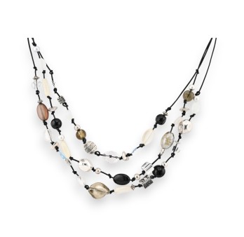 Collier fantaisie multi rangs noir et blanc de chez Ikita