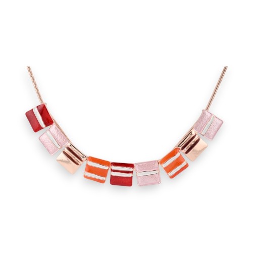 Collier cuivré rosé fantaisie carré de chez IKITA