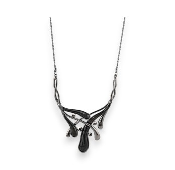 Collier Fantaisie Médaillon Design noir de chez Belle Miss