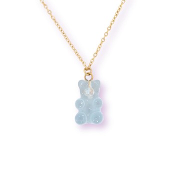 Collier bonbon doudou bleu ciel translucide