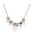 Collier fantaisie argenté nuances beige de chez Ikita