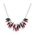Collier Fantaisie Argenté Ikita feuilles Bordeaux