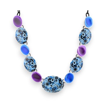 Collier Fantaisie Graphisme bleu violet de chez Ikita