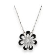 Collier Fleur Argenté et noire de chez Ikita