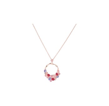 Collier Médaillon Circulaire Alvéolé Rose Doré Ikita