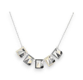 Collier argenté Géométrique gris et blanc de chez Ikita