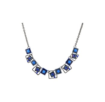Collier fantaisie géométrique carré nuances bleu de chez Ikita