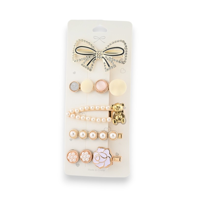 Set de 5 barrettes à cheveux fantaisie