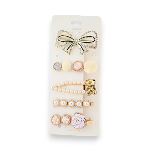 Set de 5 barrettes à cheveux fantaisie