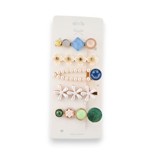 Set de 5 barrettes à cheveux fantaisie