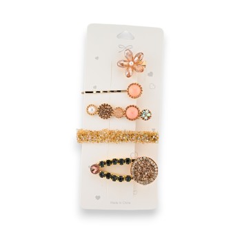 Set de 5 barrettes à cheveux fantaisie et glamour