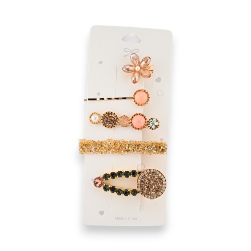 Set de 5 barrettes à cheveux fantaisie et glamour