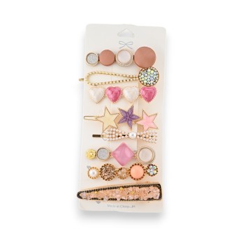 Set de 8 barrettes à cheveux fantaisie et tendance