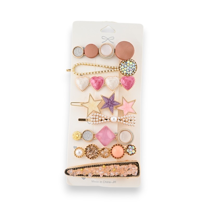 Set de 8 barrettes à cheveux fantaisie et tendance