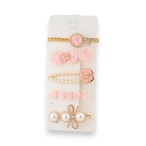 Ensemble de barrettes à cheveux rose et doré