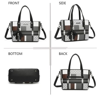 Sac à main géométrique élégant carreau noir