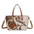 Sac à main rigide monogramme beige et marron