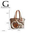 Sac à main rigide monogramme beige et marron