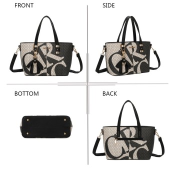 Sac à main rigide monogramme noir et gris