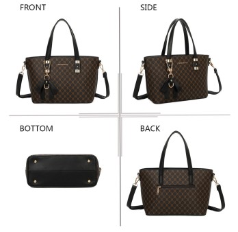 Sac à main rigide élégant en simili cuir marron et noir