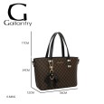 Sac à main rigide élégant en simili cuir marron et noir