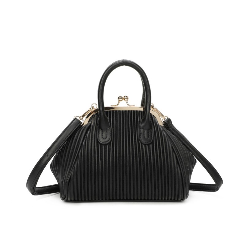 Sac à main vintage noir avec fermoir poussoir doré