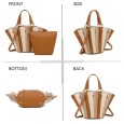 Sac à main plissé bicolore camel et beige