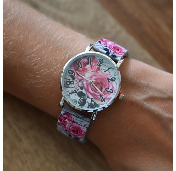 Montre Ernest motif romantique les roses