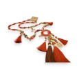 Collier sautoir bohème chic brique