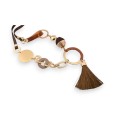 Collier sautoir chic marron et doré Mat