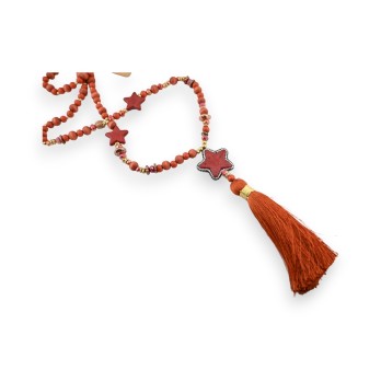 Collier sautoir étoiles brique