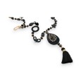 Collier sautoir noir et doré Chic
