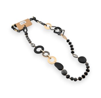 Collier sautoir noir et doré Mat élégant