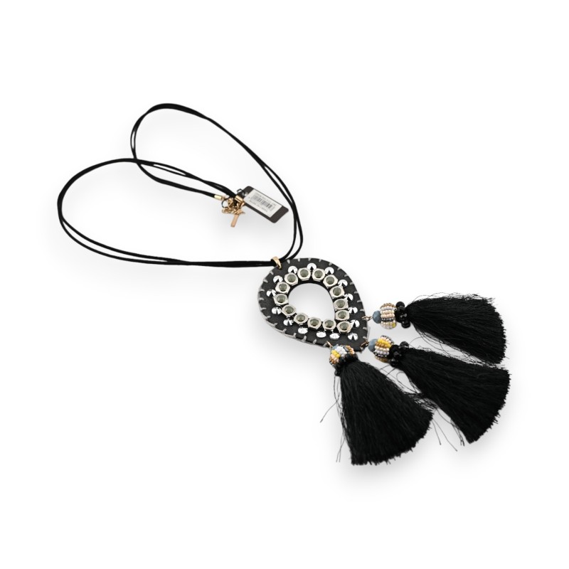 Collier sautoir bohème à pompons