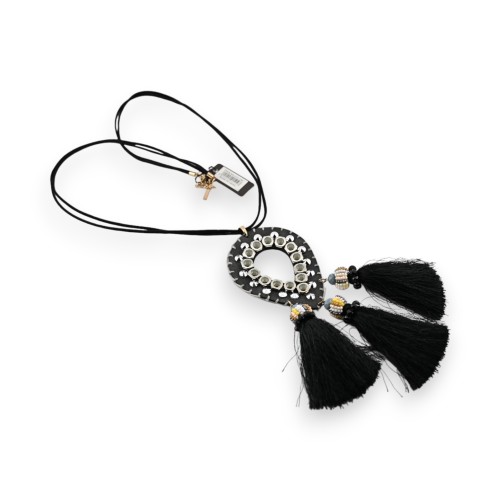 Collier sautoir bohème à pompons