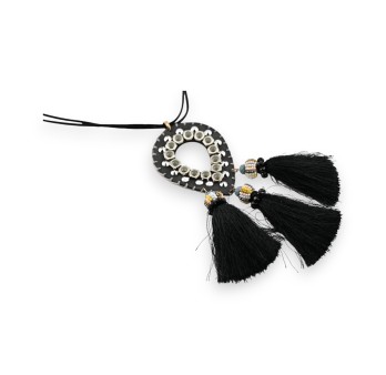 Collier sautoir bohème à pompons
