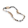 Collier sautoir fantaisie gris et doré