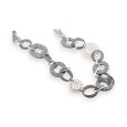 Collier sautoir fantaisie chaine gros maillon argenté et gris