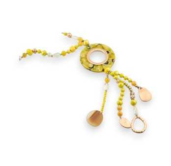 Collier sautoir fantaisie bohème jaune