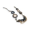 Collier sautoir fantaisie noir et doré élégant