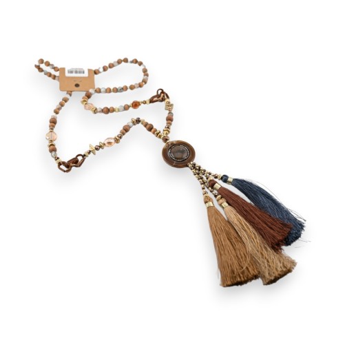 Collier sautoir bohème chic à pompons
