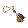 Collier sautoir bohème chic à pompons