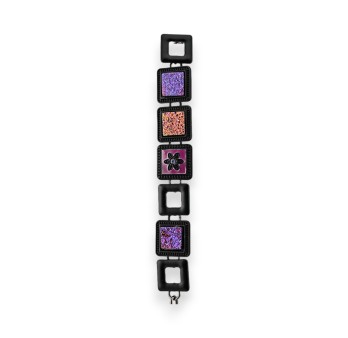 Bracelet fantaisie carré violine métal noir Ikita