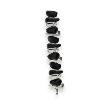 Bracelet fantaisie moderne noir et argenté Ikita