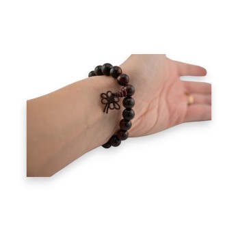 Bracelet élastique perles bois et strass