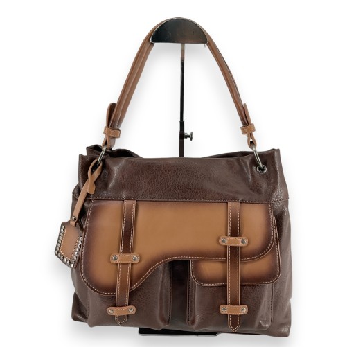 Sac à main bicolore marron